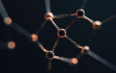 Poster - Abstract network structure with interconnected nodes and copper-colored filaments against a dark background.  The image evokes a sense of connection and complexity