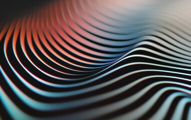 Poster - Abstract image of flowing, wavy lines in shades of red, orange, blue, and black.  The lines create a three-dimensional effect with a dark background. The image has a dynamic and energetic feel