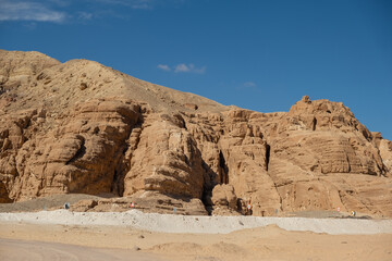 Poster - Sinai desert landscape showcasing rocky formations and a clear blue sky in Egypt