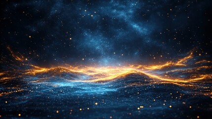 Wall Mural - Cosmic fiery landscape at night
