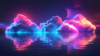 Wall Mural - abstract neon cloud shapes