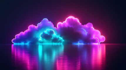 Wall Mural - abstract neon cloud shapes
