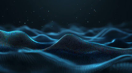 Wall Mural - Abstract floating particles in soft blue light with dark background. Floating Lights. Illustration