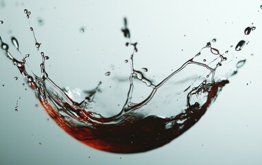 Poster - Abstract image of a red liquid splash against a light gray background. The splash is dynamic and creates a crown shape with fine details and texture