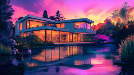 Wall Mural - modern house large windows