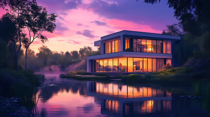 Wall Mural - modern house large windows