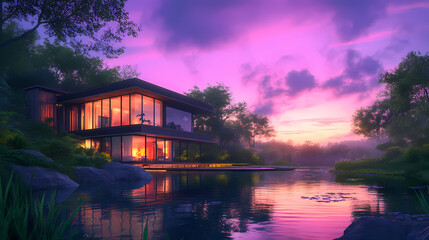 Wall Mural - modern house large windows