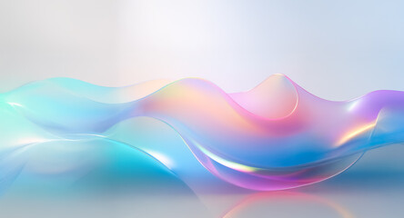 Aufkleber - abstract iridescent flowing shape in pastel hues with a smooth and glossy finish. soft waves and gen