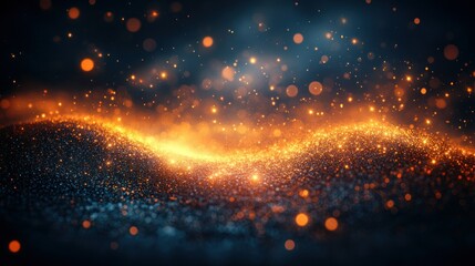 Wall Mural - fiery, glowing particles on dark surface