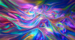 © joeycheung - Iridescent waves of vibrant colors create a flowing abstract design with a smooth and shiny texture, resembling liquid or fabric.