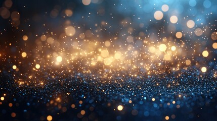 Wall Mural - Golden & Blue Glitter Bokeh Background (1)