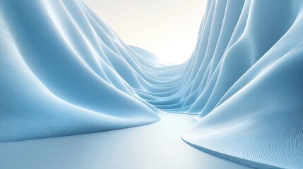 Wall Mural - A captivating, futuristic backdrop, featuring an intricate, 3D wall rendered by AI, crafted from a harmonious blend of light blue and pristine white tones. This textured design promises to elevate