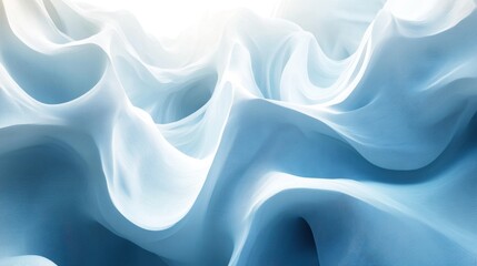 Wall Mural - A captivating, futuristic backdrop, featuring an intricate, 3D wall rendered by AI, crafted from a harmonious blend of light blue and pristine white tones. This textured design promises to elevate