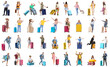 © Pixel-Shot - Set of many people with suitcases on white background