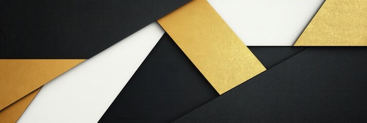 Fototapete - Minimalist geometric design featuring black, white, and gold shapes for modern decor and design inspiration