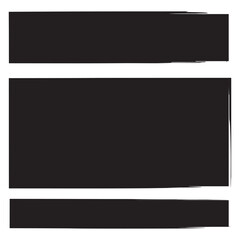 Poster - Three black rectangles. Jagged edge design. Horizontal vector shapes. White background.