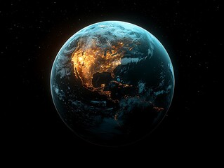 Wall Mural - A realistic digitally rendered image of planet earth in space