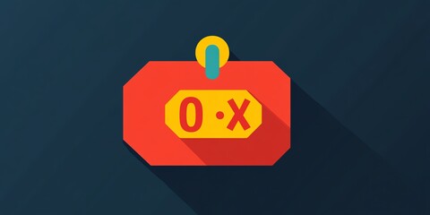 Poster - Colorful Illustration of a Tag With a Price Label Against a Dark Background Created by a Digital Artist