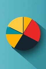 Poster - Colorful Pie Chart Representing Data Distribution on a Solid Background
