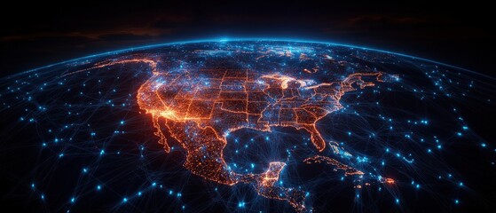 Poster - Earth depicted with a detailed map of the united states highlighting geographic features with studio lighting