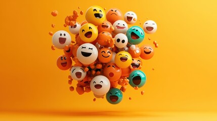 Poster - Group of smiley faces displaying various emotions creating a vibrant and fun atmosphere of joy and positivity