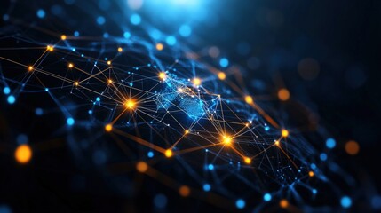 Aufkleber - A radiant network featuring glowing lights depicting modern connectivity and interaction in digital environments