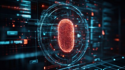 Poster - Unique fingerprint imprint captured in a dark room signifying confidentiality and personal identification