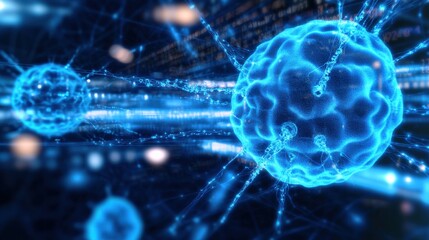 Aufkleber - Exploring cellular structures microscopic visualization of brain neurons laboratory setting digital art abstract concept
