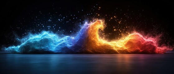 Poster - captivating colorful explosion of light creating a dynamic and energetic background for creative art