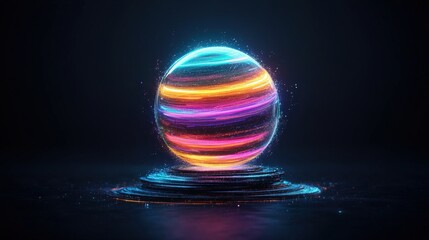 Poster - a striking glowing sphere emitting soft light in an abstract context, creating a stunning visual ill