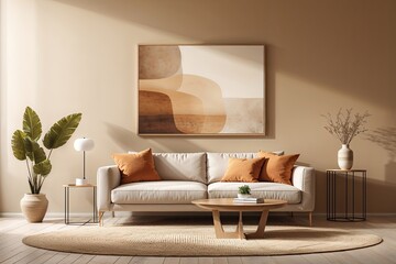 Poster - Softer Beige Gradient Canvas with Warm Tones Ideal for Minimalist Decor