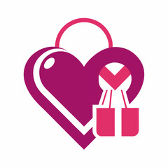Poster -  vector love shopping logo design hand logo