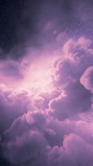 Wall Mural - enchanting pink clouds swirl and glow with dazzling stars in night sky