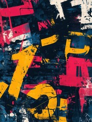 Aufkleber - Bold modern typographic design featuring oversized abstract text in striking color contrasts and layered patterns for contemporary appeal
