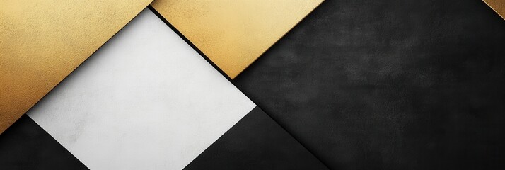 Fototapete - Modern geometric design with clean lines and minimalist aesthetic featuring black, white, and gold shapes in a stylish layout