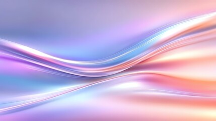 Poster - Flowing abstract waves in pastel pink, purple and blue colors create smooth curved lines against soft gradient background, suitable for modern design projects.