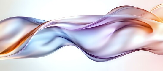 Poster - Elegant flowing abstract smoke waves in purple, orange and blue colors create dynamic motion effect on white background. Suitable for modern design projects.
