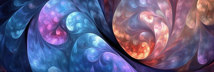 Fototapete - Vibrant abstract design featuring colorful swirling patterns with a balanced composition influenced by the golden ratio