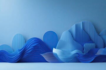 Poster - Calm Blue Gradient Background with Flowing Abstract Designs