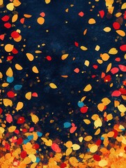 Poster - Celebration background with colorful confetti scattering joyfully in gold, red, and blue for festive events and gatherings