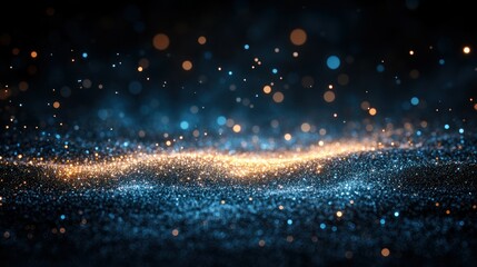 Wall Mural - abstract digital particles, dark background, glowing waves