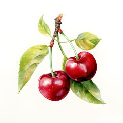Fototapete - Digital technology cherry watercolor design illustration