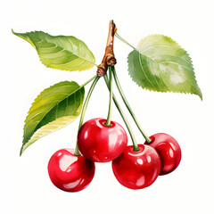 Fototapete - Digital technology cherry watercolor design illustration