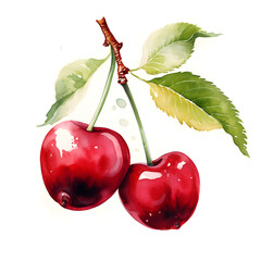 Fototapete - Digital technology cherry watercolor design illustration