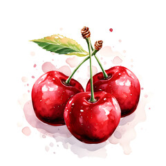 Fototapete - Digital technology cherry watercolor design illustration