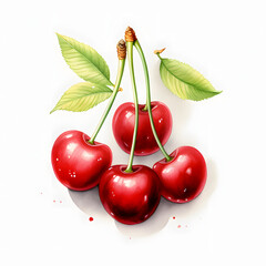 Fototapete - Digital technology cherry watercolor design illustration