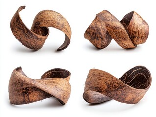 Poster - Abstract Curved Shapes Created from Natural Materials Showcasing Unique Textures and Varied Forms in a Bright White Background