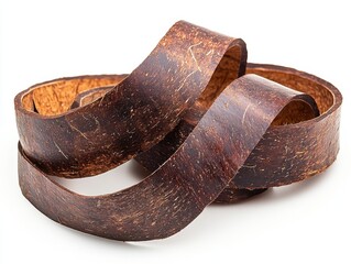 Poster - Close-up of Brown Natural Fiber Twisted Ribbon Showing Unique Texture and Design Perfect for Crafts, Decoration, and Eco-Friendly Projects