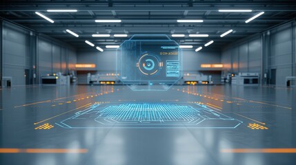 Poster - A sleek high tech warehouse equipped with interactive digital displays advanced automation systems and efficient storage logistics