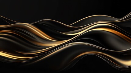Leinwandbilder - Abstract Black and Gold Wavy Lines Background for Elegant Design